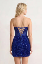 Bodycon Strapless Corset Beaded Mini Homecoming Dresses - Curvevia