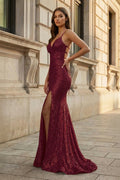Sparkly Orange Sequins Mermaid Long Evening Dress - Curvevia