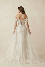 Mermaid Off the Shoulder Sequins Wedding Dresses - Curvevia