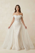 Mermaid Off the Shoulder Sequins Wedding Dresses - Curvevia