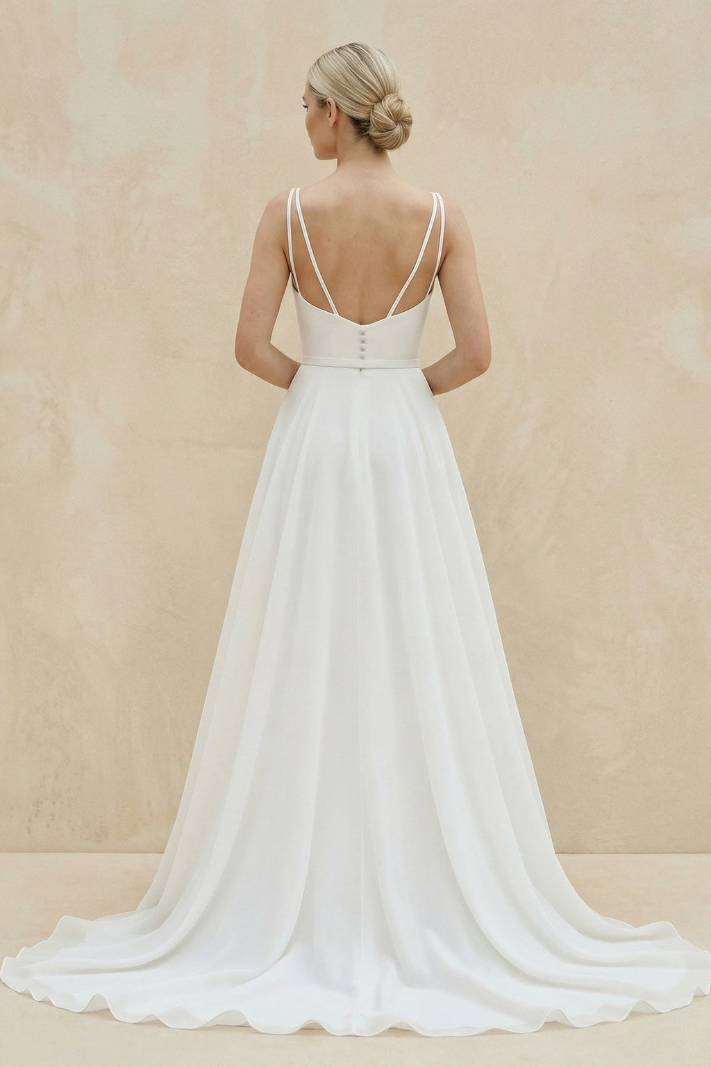 Chaming A-Line Square Neck White Wedding Dresses - Curvevia