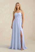 Sweetheart A-Line Pleated Chiffon Mother of the Bride Dress With Slit in Ice - Curvevia
