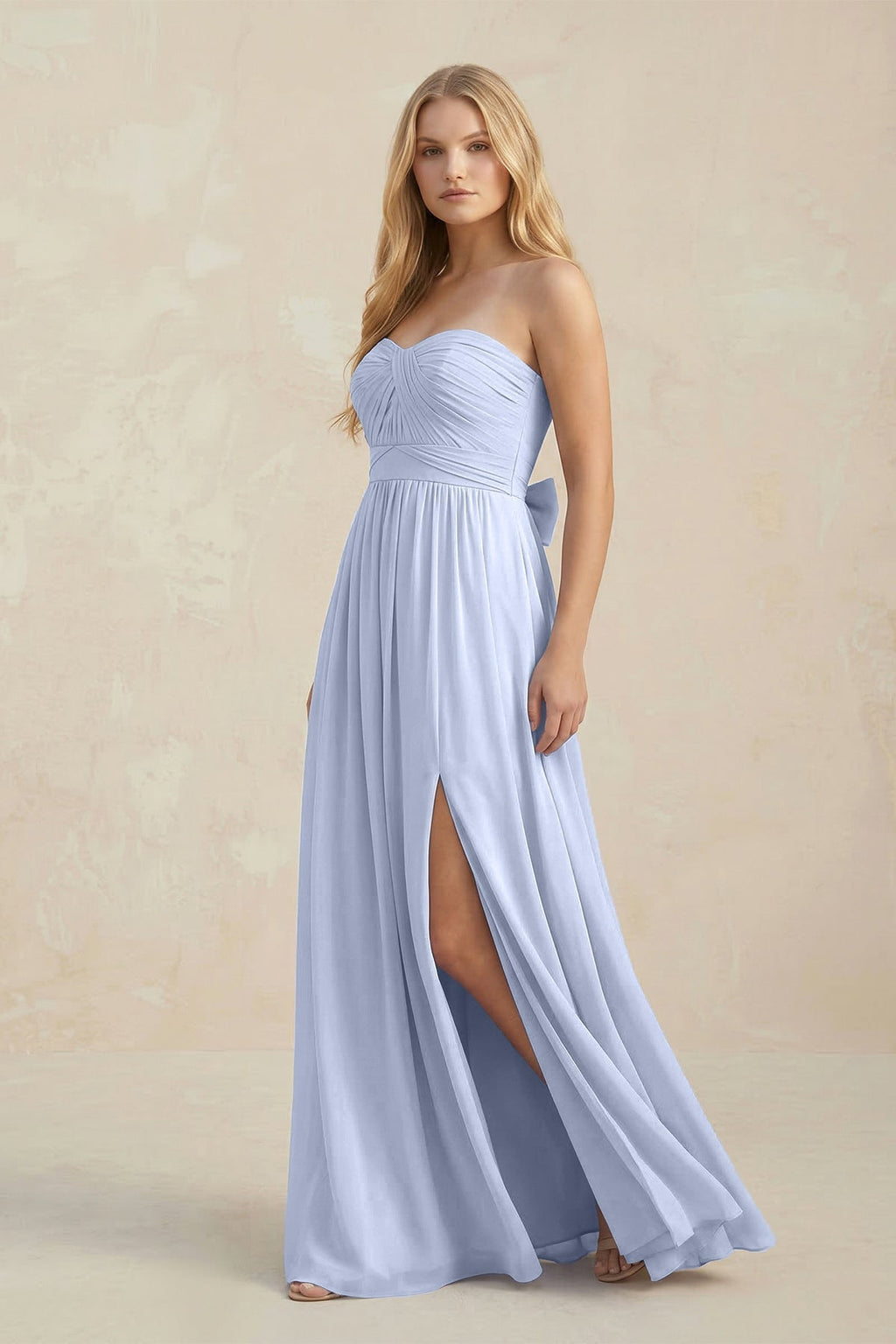 Sweetheart A-Line Pleated Chiffon Mother of the Bride Dress With Slit in Ice - Curvevia
