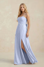 Sweetheart A-Line Pleated Chiffon Mother of the Bride Dress With Slit in Ice - Curvevia