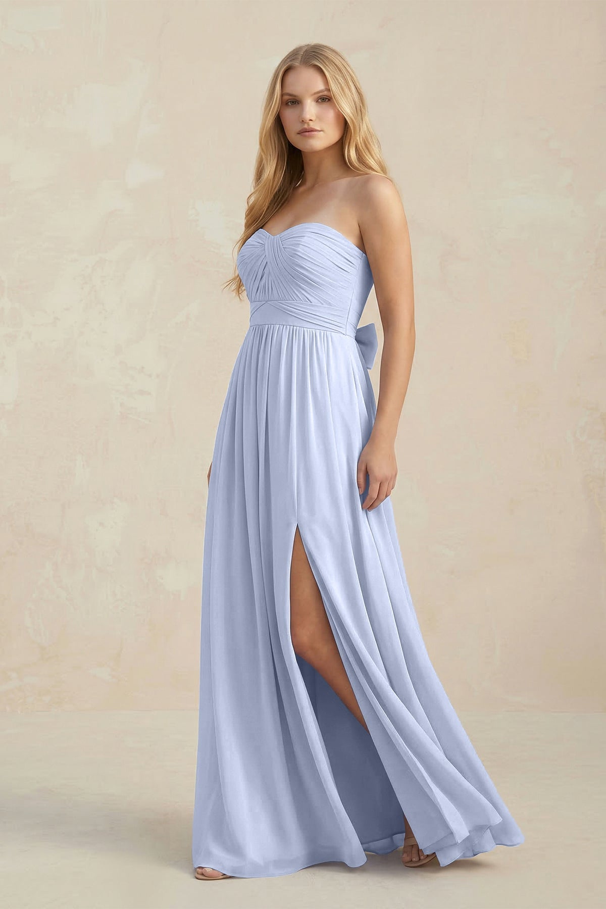 Sweetheart A-Line Pleated Chiffon Mother of the Bride Dress With Slit in Ice - Curvevia