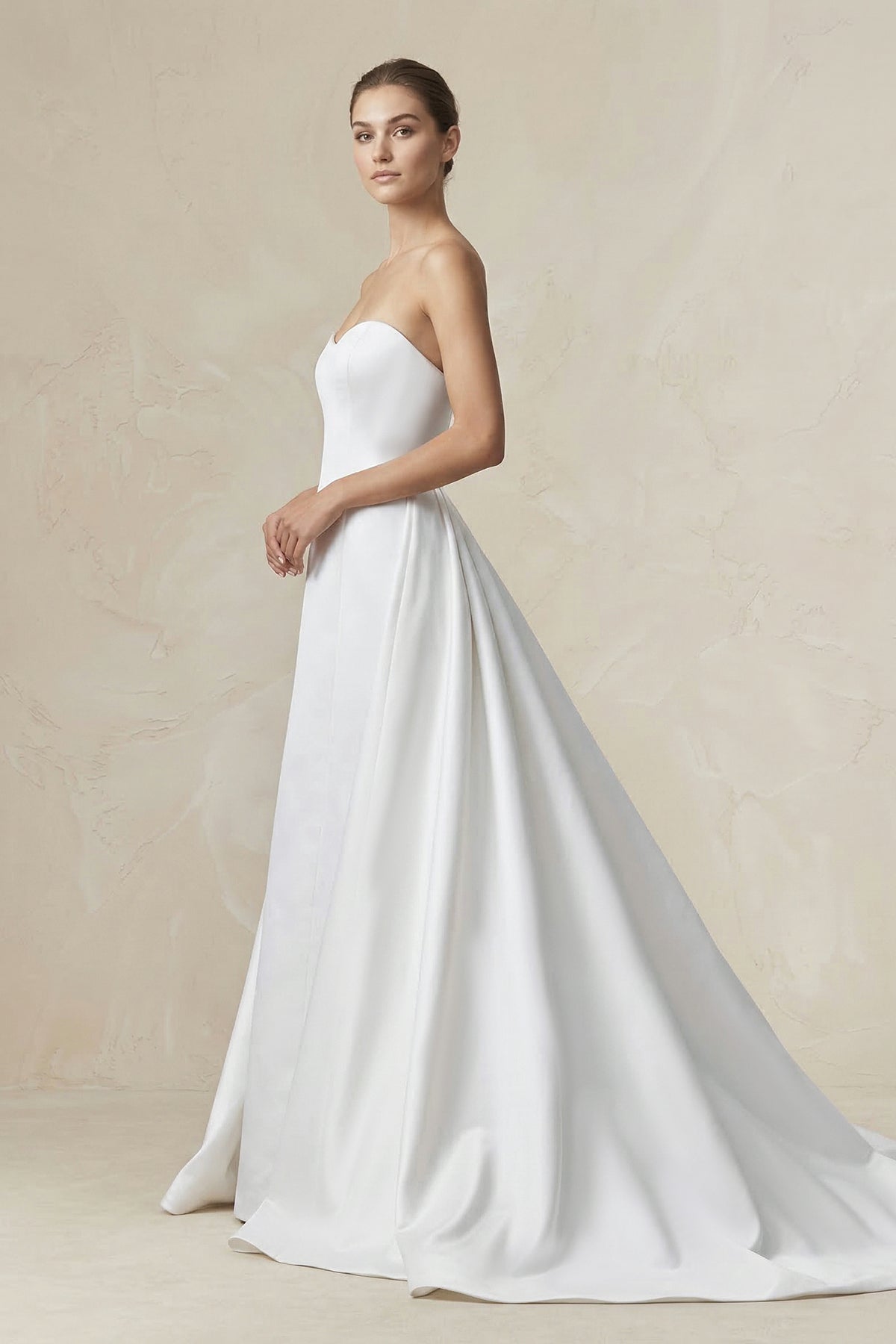 Sweetheart A-Line Satin Ruched Wedding Dress in White - Curvevia