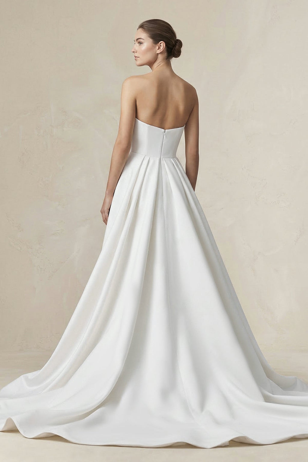 Sweetheart A-Line Satin Ruched Wedding Dress in White - Curvevia