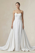 Sweetheart A-Line Satin Ruched Wedding Dress in White - Curvevia
