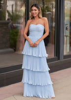 Strapless Emerald Green Ruffle Multi-Layer Long Evening Dress - Curvevia