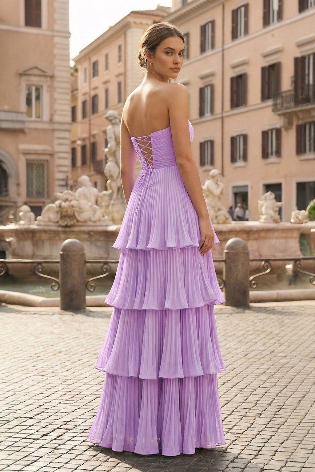 Strapless Emerald Green Ruffle Multi-Layer Long Evening Dress - Curvevia
