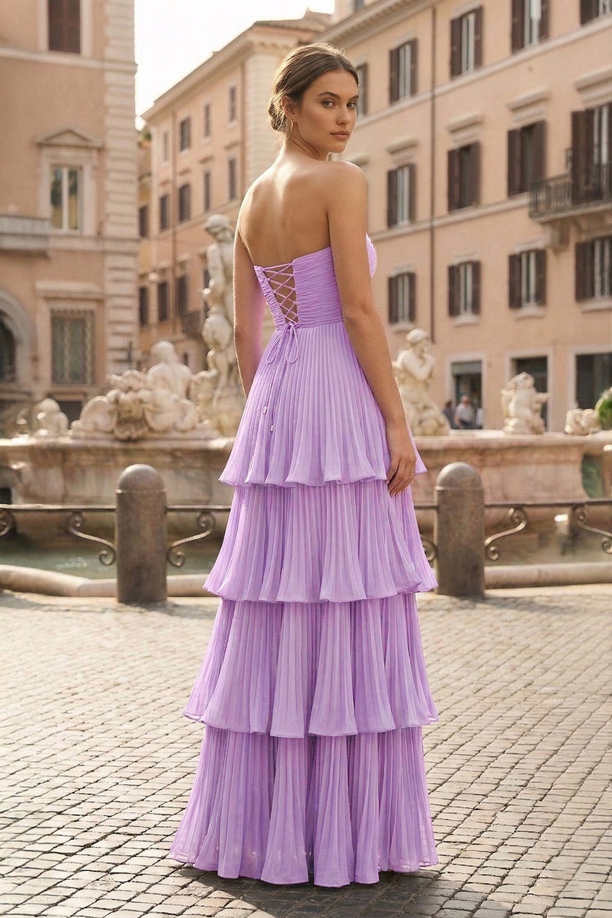 Strapless Emerald Green Ruffle Multi-Layer Long Evening Dress - Curvevia