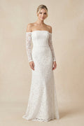 Strapless Long Sleeve A-Line Maternity Lace Wedding Dress with Train - Curvevia