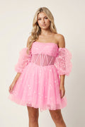 A-Line Pleated Tulle Wedding Guest Dress - Curvevia