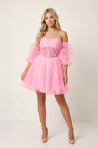 A-Line Pleated Tulle Wedding Guest Dress - Curvevia