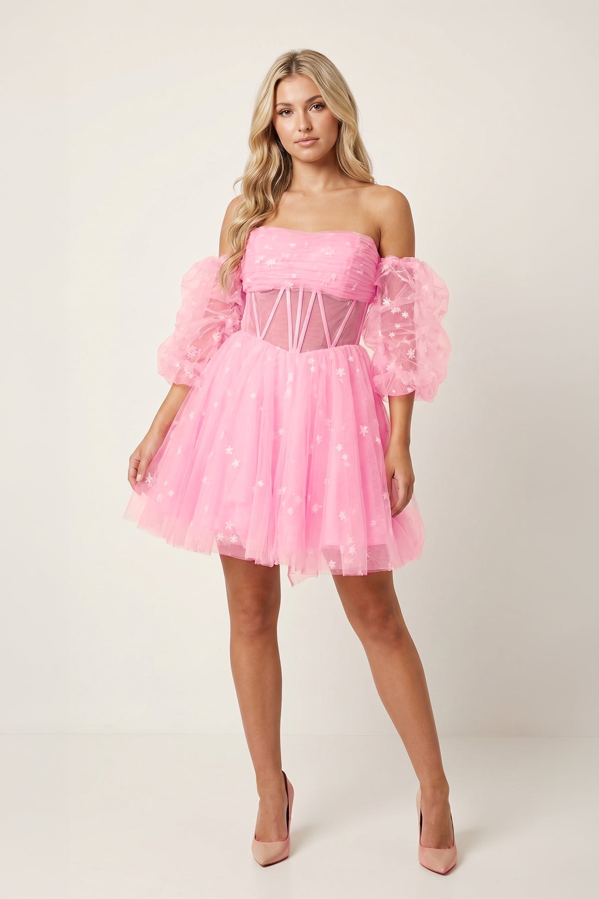 A-Line Pleated Tulle Wedding Guest Dress - Curvevia