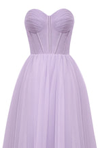 Strapless Puffy Midi Tulle Dress - Curvevia