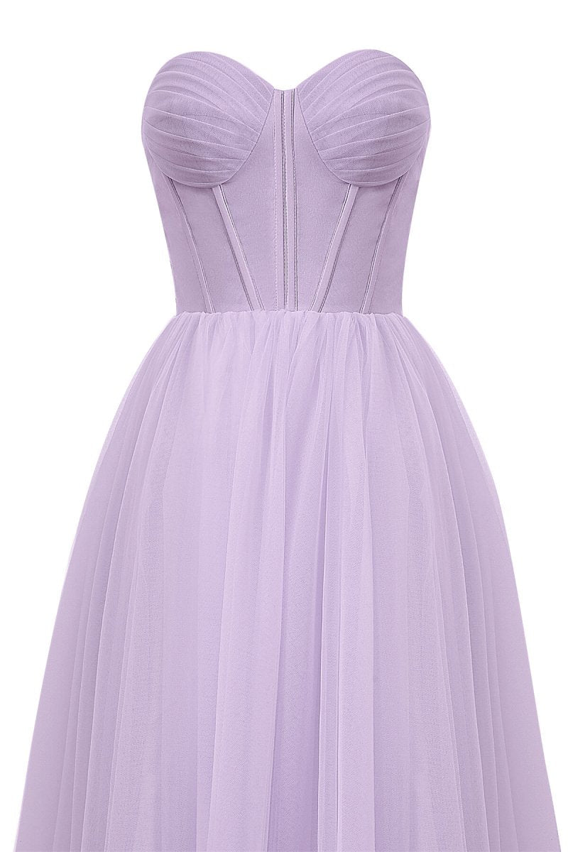 Strapless Puffy Midi Tulle Dress - Curvevia
