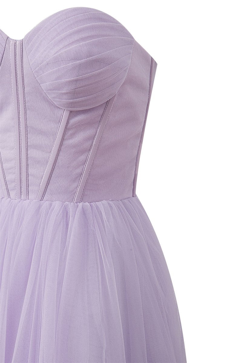 Strapless Puffy Midi Tulle Dress - Curvevia