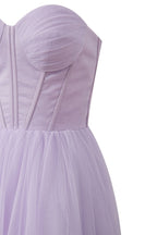 Strapless Puffy Midi Tulle Dress - Curvevia