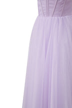 Strapless Puffy Midi Tulle Dress - Curvevia