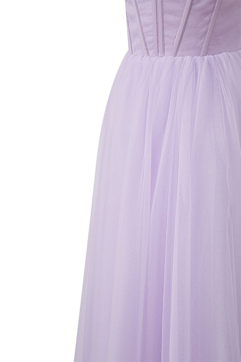 Strapless Puffy Midi Tulle Dress - Curvevia