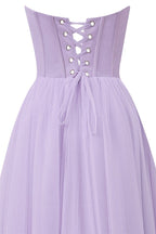 Strapless Puffy Midi Tulle Dress - Curvevia