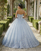 Strapless Sweetheart Neck 3D lace appliqued Quinceanera Dresses - Curvevia