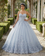 Strapless Sweetheart Neck 3D lace appliqued Quinceanera Dresses - Curvevia