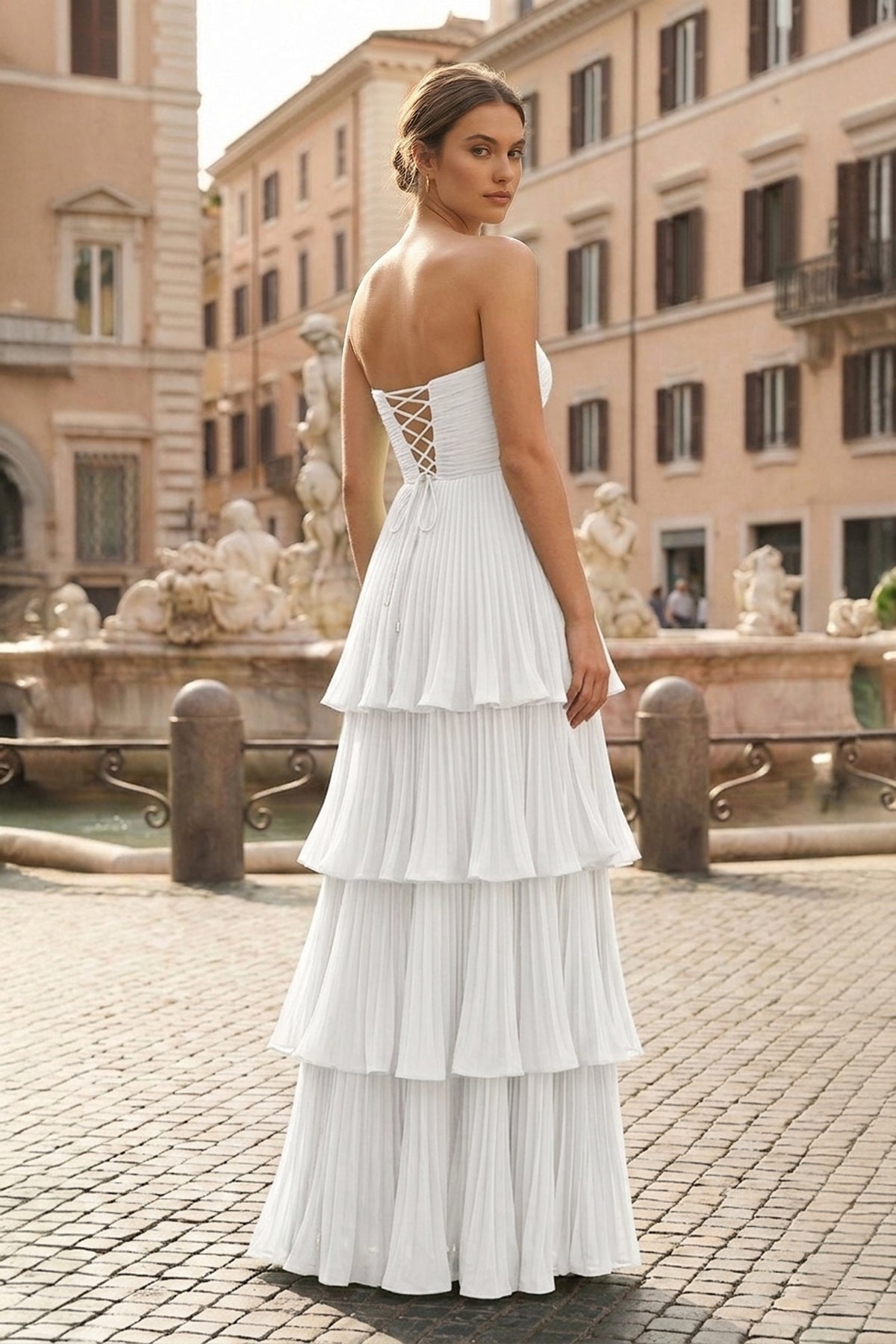 Strapless Emerald Green Ruffle Multi-Layer Long Evening Dress - Curvevia