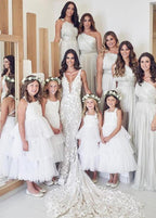 Straps Mermaid Wedding Dresses Lace Appliqued Bridal Gowns - Curvevia