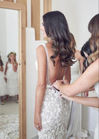 Straps Mermaid Wedding Dresses Lace Appliqued Bridal Gowns - Curvevia