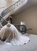 Lace Appliques Ball Gown V-Neck Quinceanera Dress - Curvevia