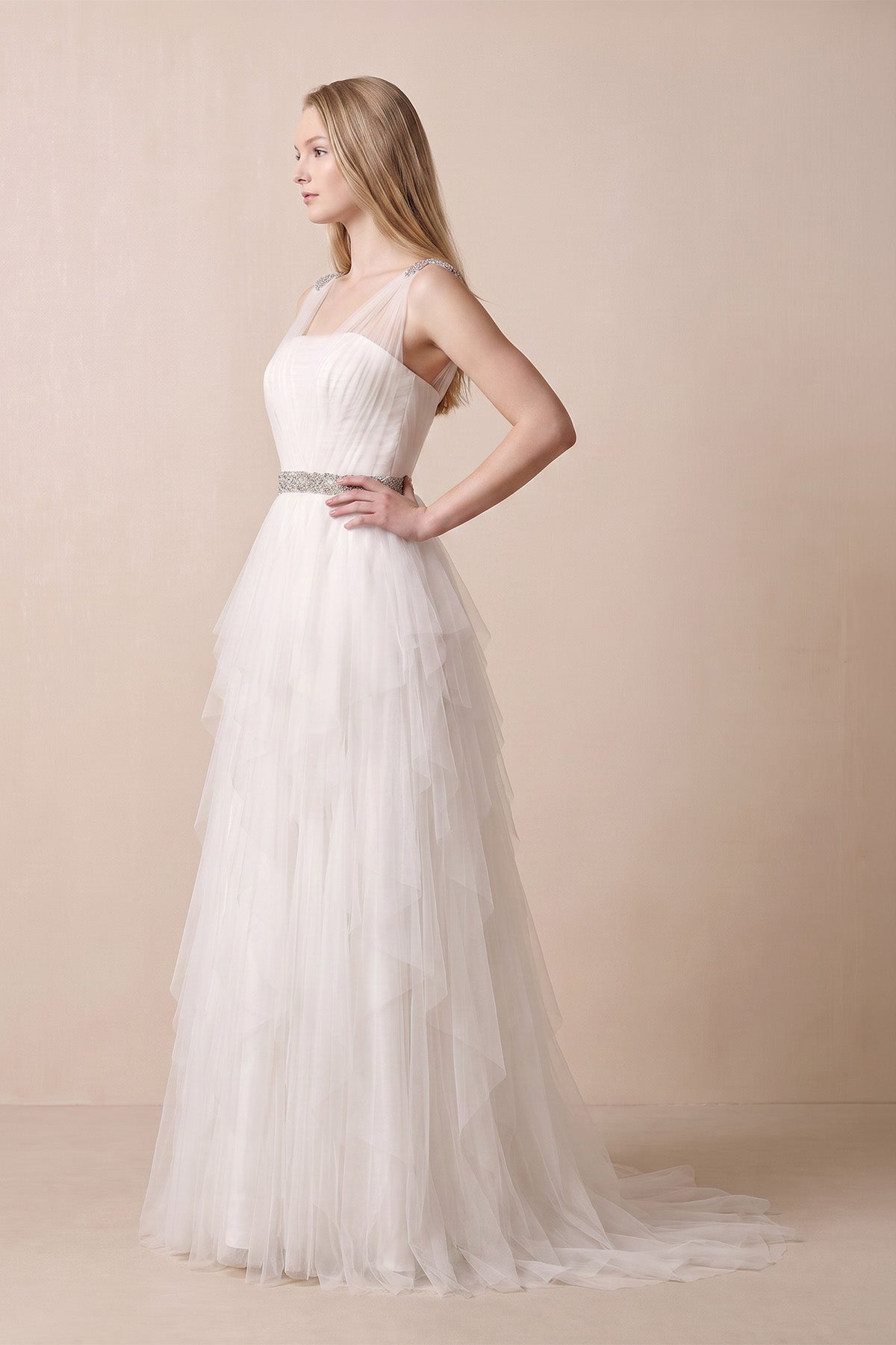 Stunning Top-ruched Layered Gown With Beaded Tulle Straps - Curvevia