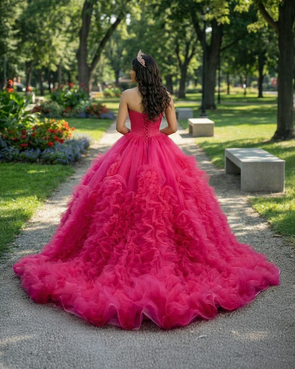 Quinceanera Dress Evening Dresses Sweep Train Sleeveless Pleated Ball Gown - Curvevia