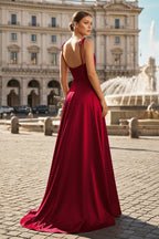 Sweet A-line Cowl Neck Silk Long Prom Dress - Curvevia