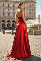 Sweet A-line Cowl Neck Silk Long Prom Dress - Curvevia