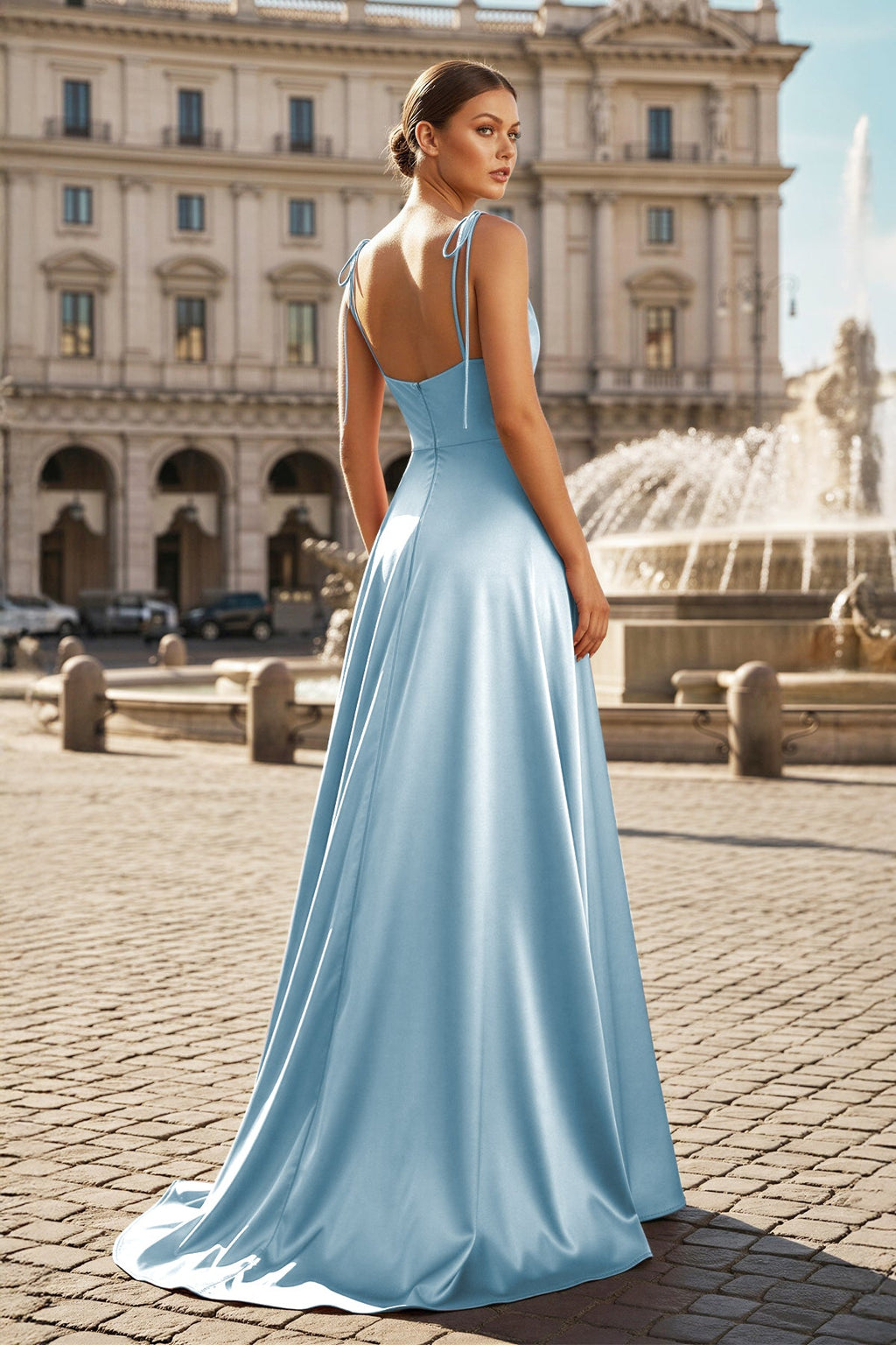 Sweet A-line Cowl Neck Silk Long Prom Dress - Curvevia