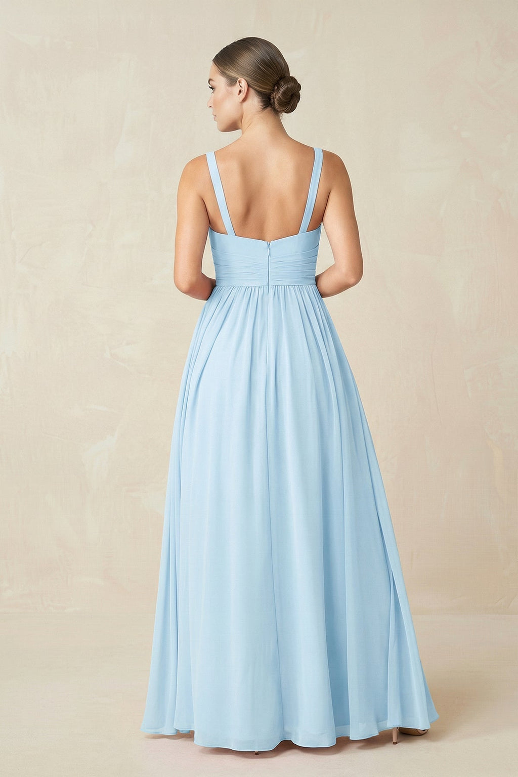 Sweetheart A-Line Chiffon Bridesmaid Dress with Slit in Sky Blue - Curvevia