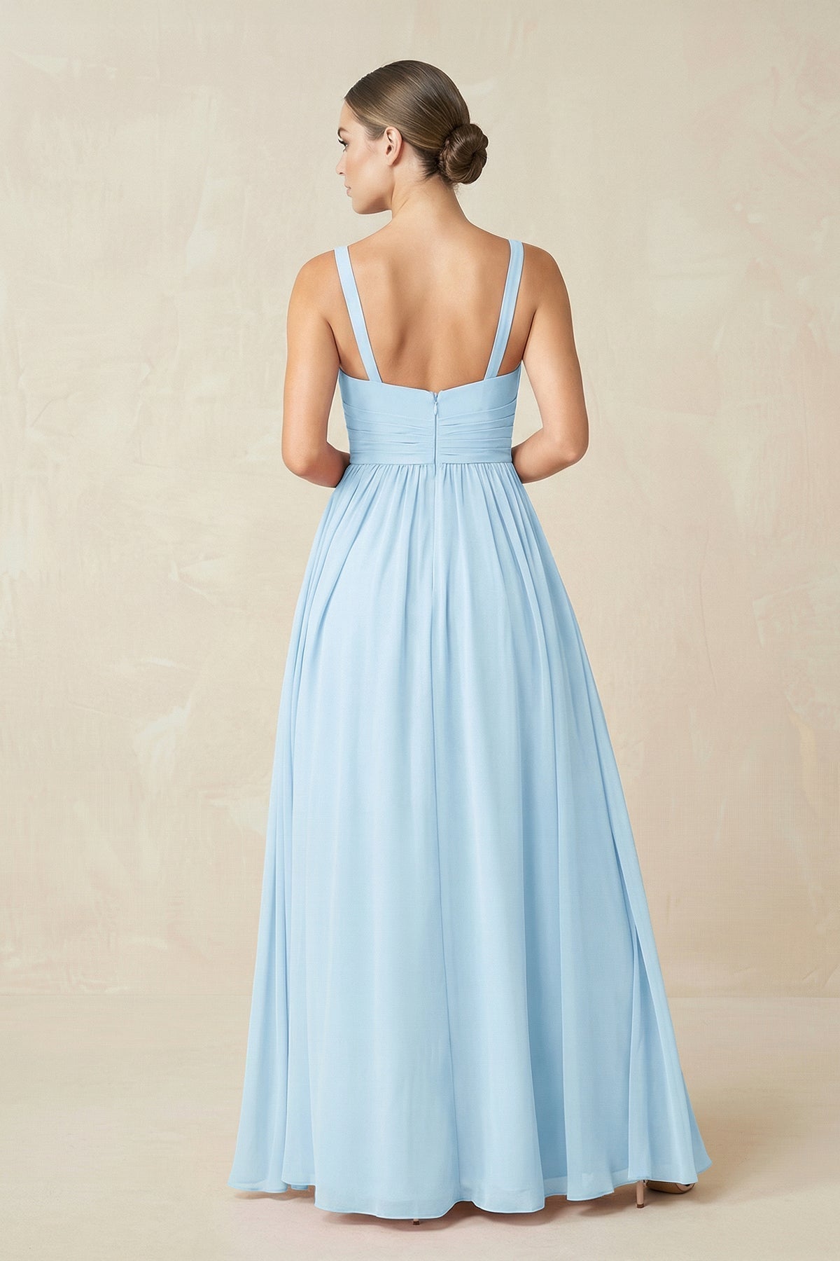 Sweetheart A-Line Chiffon Bridesmaid Dress with Slit in Sky Blue - Curvevia