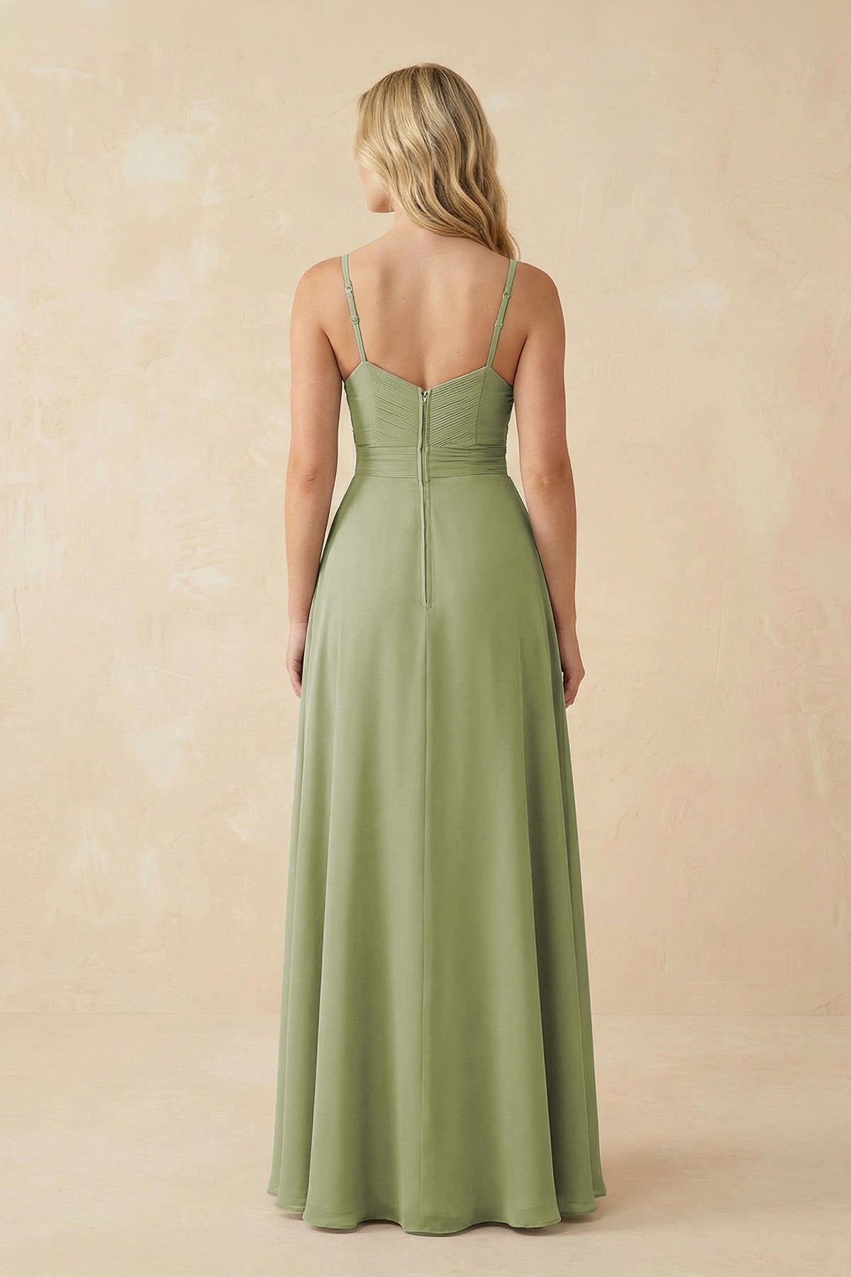 Sweetheart A-Line Pleated Chiffon Bridesmaid Dress in Moss Green - Curvevia