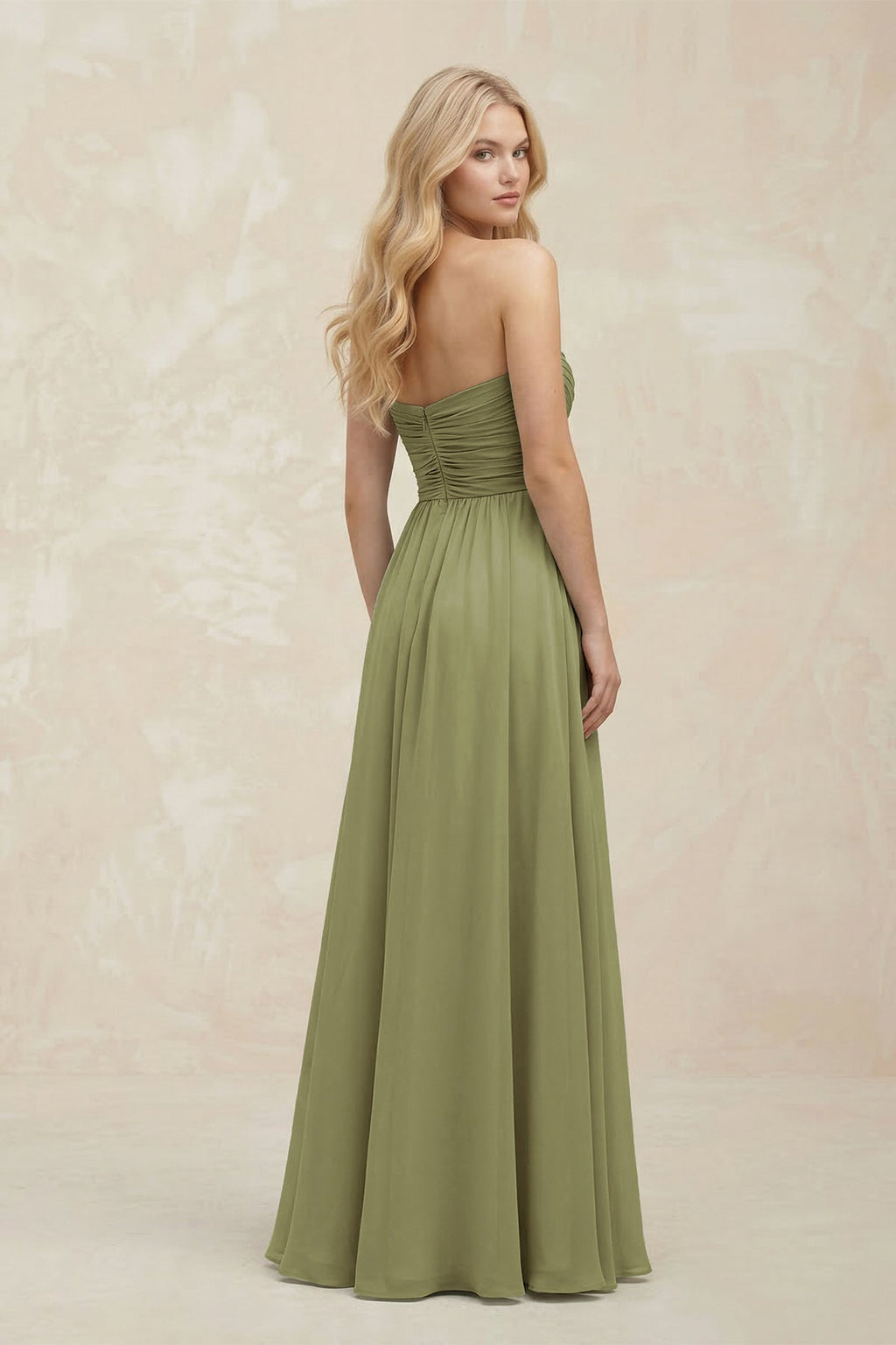 A-Line Sweetheart Pleated Chiffon Mother of the Bride Dress in Moss Green - Curvevia