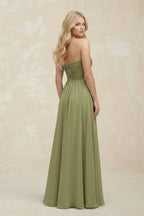 A-Line Sweetheart Pleated Chiffon Mother of the Bride Dress in Moss Green - Curvevia