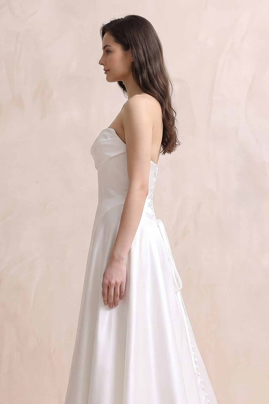 Sweetheart A-Line Satin Ruched Wedding Dress in White - Curvevia