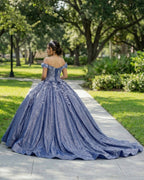Sweetheart A Line Off-the-shoulder Quinceanera Dresses with 3D Flower and Pearls - Curvevia