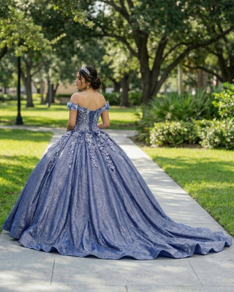 Sweetheart A Line Off-the-shoulder Quinceanera Dresses with 3D Flower and Pearls - Curvevia