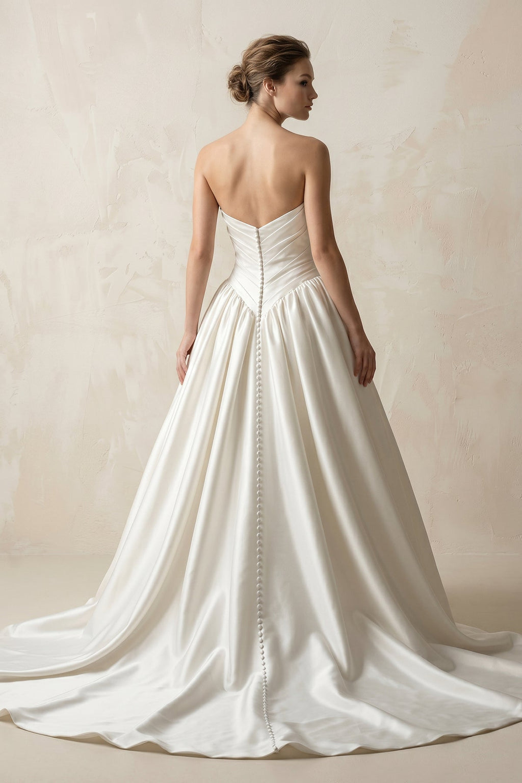 Sweetheart Ball-Gown Satin Ruched Wedding Dress in White - Curvevia