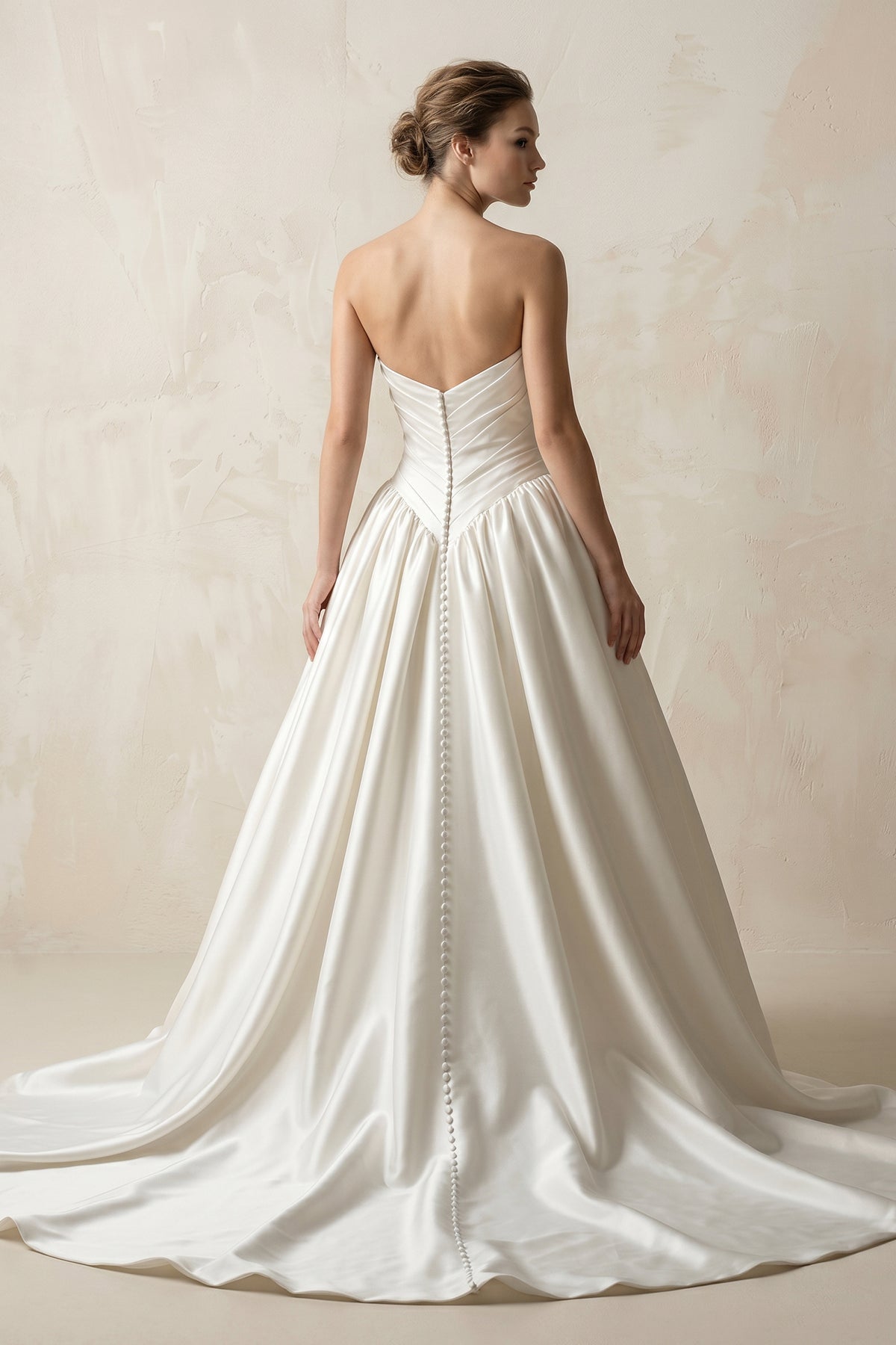 Sweetheart Ball-Gown Satin Ruched Wedding Dress in White - Curvevia