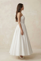 Sweetheart Chiffon A-Line Ruched Wedding Dress in White - Curvevia