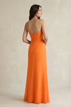 Sweetheart Chiffon Pleated Sheath Bridesmaid Dress in Cinnamon - Curvevia