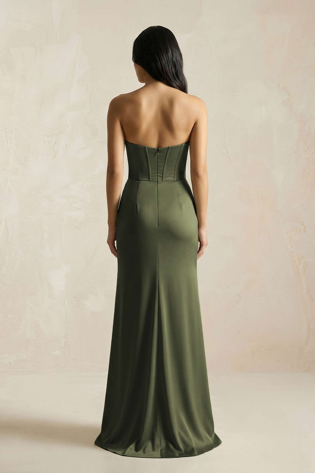 Sweetheart Corset Ruched Bridesmaid Dress in Willow Green - Curvevia